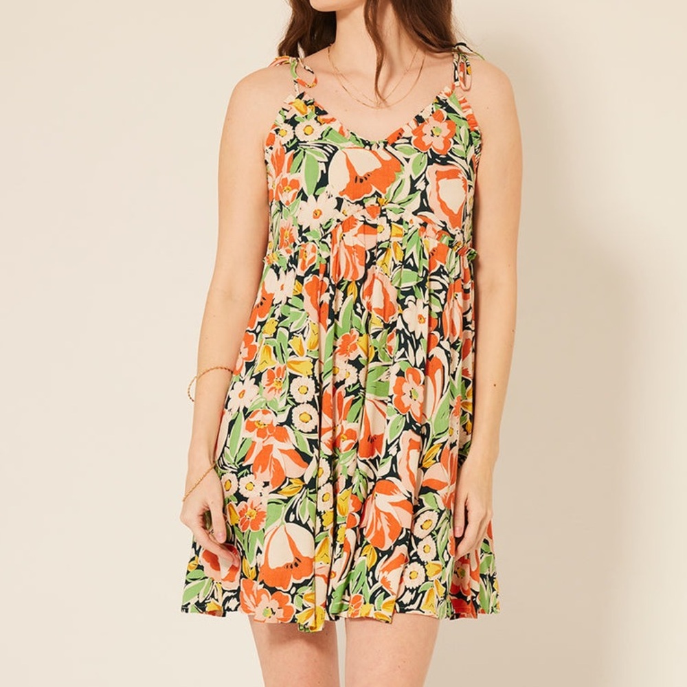 Patrons Of Peace Women’s Medium Malibu Babydoll Mini Dress Floral